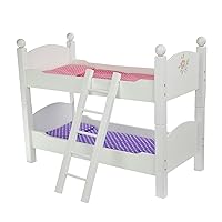 Olivia's Little World 18 in. Doll Wooden Convertible Bunk Bed Stacked on Top or Unstacked as Two Single Beds, Gray and Pink and Purple