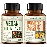 Vimerson Health Vegan Multivitamins for Women and Men & Quercetin with Bromelain & Turmeric Curcumin - Joint & Allergy Support