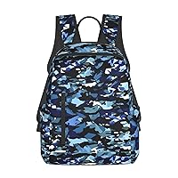 Blue Camouflage Print Print Simple And Lightweight Leisure Backpack, Men'S And Women'S Fashionable Travel Backpack