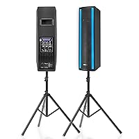 Pyle Portable Bluetooth PA Speaker System - 3-Way Active & Passive Outdoor Bluetooth Speaker Portable PA System w/ Microphone In, Party Lights, FM Radio - Tripod, Remote - Pyle PS65ACT,Black