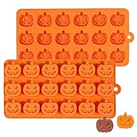 Halloween Pumpkin Chocolate Mold, 2 Pcs Pumpkin Candy Silicone Molds for Cake Decoration, Cupcakes, Jelly, Cookies, Orange