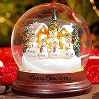 Personalized Light Up Snowman Crystal Ball Christmas Snow Globe Ornament with LED Light,Custom Family Name Glass Ball Christmas Night Light for Home Decor Desk Lamp Xmas Gifts (Snowman Crystal Ball)
