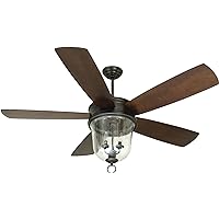 Craftmade Outdoor Ceiling Fan with Light and Remote, FB60OBG5 Fredericksburg 60 Inch for Patio Walnut Blades, Bronze