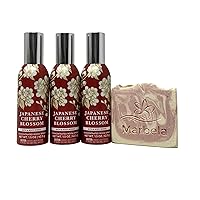 Bath and Body Works Japanese Cherry Blossom Concentrated Room Spray Pack of 3 with a Marbela Sample Soap