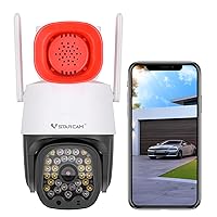 VSTARCAM 3MP Security Camera Outdoor,Home Camera Security, Outdoor WiFi Camera with 2.5-Inch High-Decibel Speaker, 360° PTZ Camera, Motion Detection,Two-Way Audio,Siren, Color Night Vision