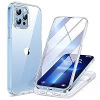 Miracase Glass Series for iPhone 13 Pro Max Case 6.7 Inch, Full-Body Protective Bumper Case with Built-in 9H Tempered Glass Screen Protector and Camera Lens Protector, B-Clear