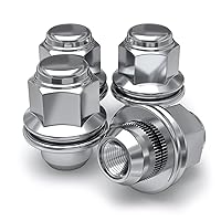 White Knight M12x1.5 Thread OEM Lug Nuts - 4 Chrome Toyota Lug Nuts with Washer - Med Mag Lug Nut Seating - Carbon Steel for Durable Construction & Easy Installation - 5307-4