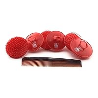 G.B.S Soft Scalp Massage Brush and Styling Comb for All Purpose for Women and Men, Red, Pack of 6