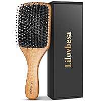 Hair Brush,Boar Bristle Hair Brushes and Wooden Comb Set for Women and Men Normal Curly Thick hair,No Pulling,Improves Texture,Smooth Hair