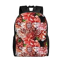 Peony Flowers Printed Backpack Lightweight Laptop Bag Casual Daypack for Office Outdoor Travel