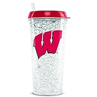 NCAA Wisconsin Badgers 16oz Crystal Freezer Tumbler with Lid and Straw