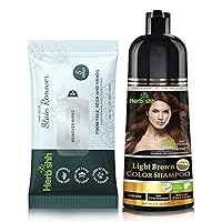 Hair Color Shampoo for Gray Hair Light Brown 500 ML + Hair Color Stain Remover Wipes - Travel Pack With 5 Wipes