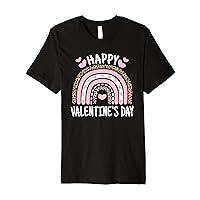 Happy Valentines Day Leopard Rainbow Women Girls Kids Premium T-Shirt