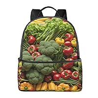 Vegetables And Fruits Backpack Fashion Printed Backpack Lightweight Canvas Backpack Travel Daypack