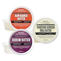 Raw Unrefined African Shea Butter, Raw Mango Butter, Kokum Butter 8oz Set