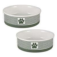 Paw & Patch Ceramic Pet Collection, Large Set, 7.5x2.4, Hunter Green, 2 Piece,5742