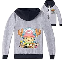 Unisex Kid Child Zipper Sweatshirts,Long Sleeve Pullover Hoodie Anime Zip Up Hooded Jackets for Boys Girls(2-14Y)