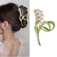 Lily of The Valley Flower Hair Clips, Non-slip Large Metal Hair Clip, Elegant Orchid Hair Clip, Flower Fashion Hair Accessories for Numerous Categories of Hair (pack of pink)