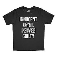 Youth Innocent Until Proven Guilty T Shirt Funny Court Defense Bad Behavior Joke Tee for Kids