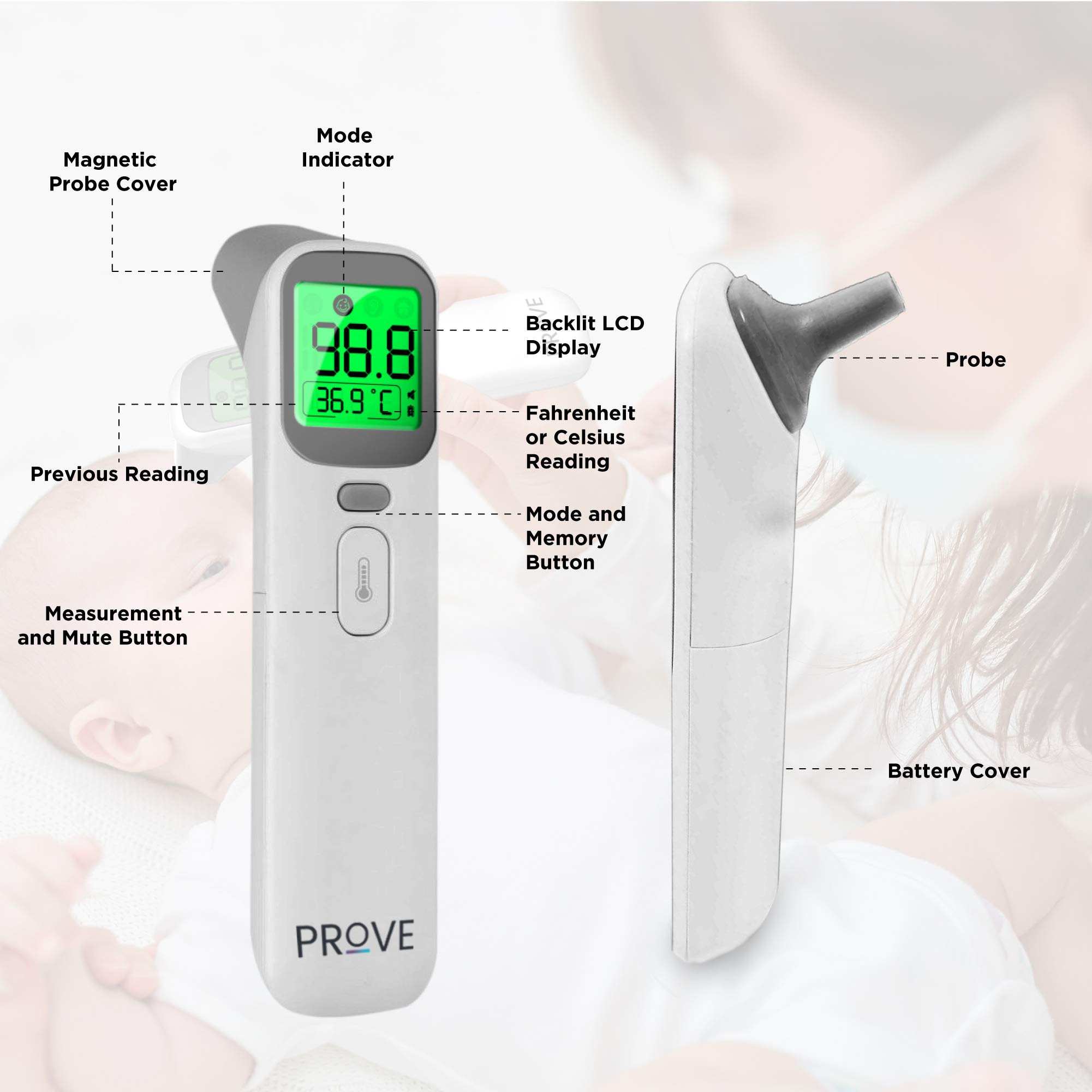 Prove Multifunction Infrared Thermometer | 4-in-1 Infrared Thermometer |Color Changing Fever Indicator