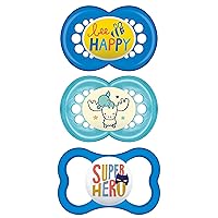 MAM Variety Pack Baby Pacifier, Includes 3 Types of Pacifiers, Nipple Shape Helps Promote Healthy Oral Development, 3 Pack, 6-16 Months, Boy,3 Count (Pack of 1)