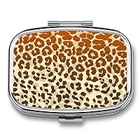 Pill Box Leopard Skin Pattern Square-Shaped Medicine Tablet Case Portable Pillbox Vitamin Container Organizer Pills Holder with 3 Compartments