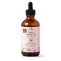 Plant Therapy Castor Oil USDA Organic Cold Pressed 100% Pure Hexane Free 4 oz Conditioning & Healing, For Dry Skin, Hair Growth - Skin, Hair Care, Eyelashes