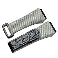 25mm Men Nylon Fabric with Leather Watchband for Richard Watch Mille Strap Band Bracelet Buckle for Spring Bar Version (Color : Grey, Size : 25mm)
