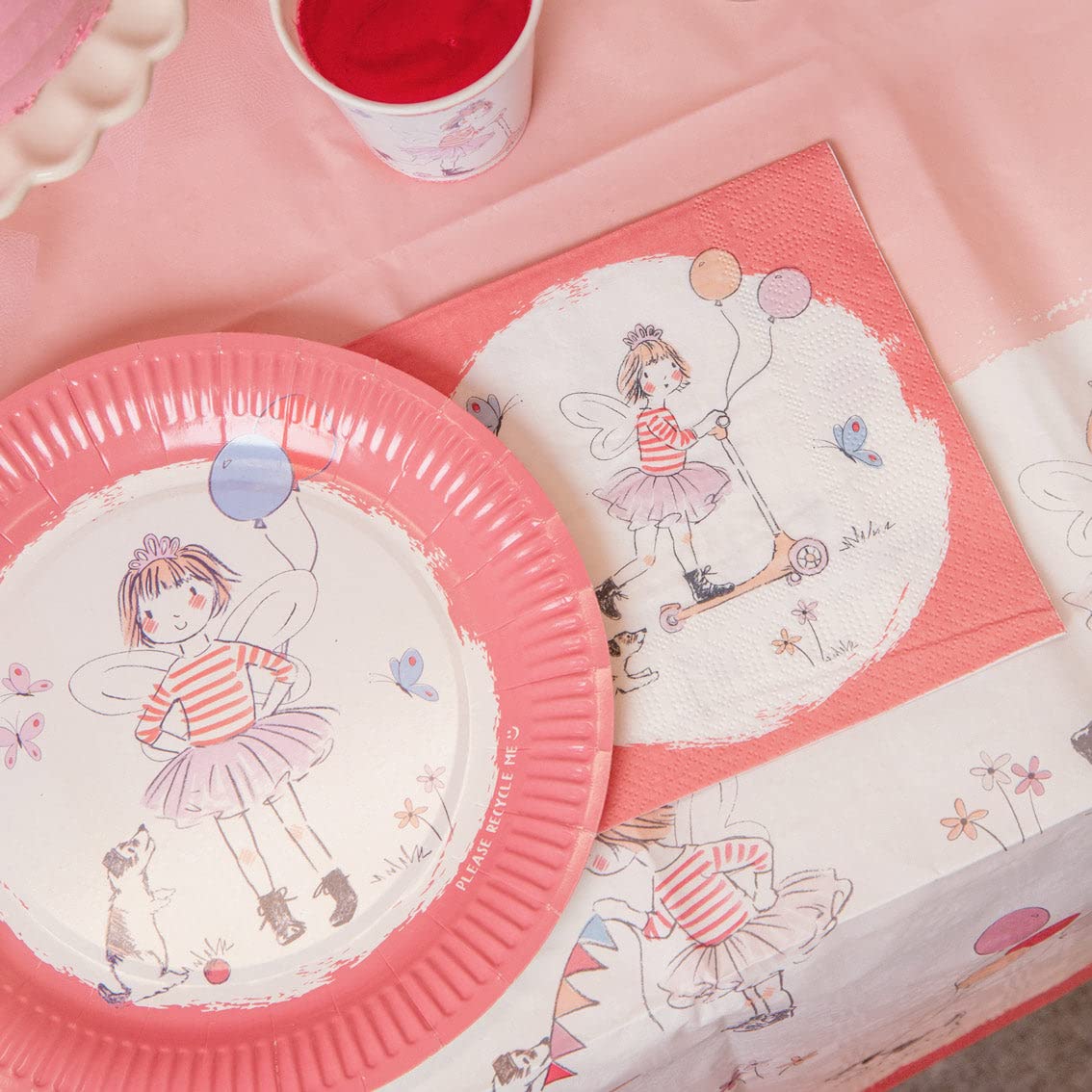 Talking Tables Pack of 12 Tilly & Tigg Pink Paper Plates for Kids Party Supplies | Eco-Friendly Tableware, Recyclable and Disposable | Alternative to Fairy Princess Birthday, Picnic, Girls Sleepover