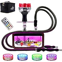 Hookah Set 2 Hose Hookahs Shisha with Everything Modern YAZ Hookahs Acrylic Hookah LED Hooka with Hookah Bowl Hookah Tongs (AZset)