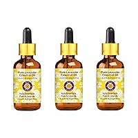 Deve Herbes Pure Lavender Essential Oil (Lavandula angustifolia) (Made in France) with Glass Dropper Steam Distilled (Pack of Three) 100ml X 3 (10 oz)