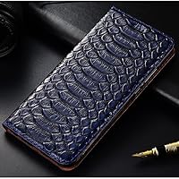 Genuine Leather Case for iPhone 13 12 Mini 11 12 Pro Max 5 6 6s 7 8 Plus XR XS Max Snake Pattern Wallet Flip Cover,Blue,for iPhone 12 Pro