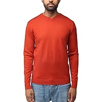 X RAY Men's Classic V-Neck Sweater for Fall Winter, Basic Slim Fit Long Sleeve V Neck Knit Pullover, Brick, XX-Large
