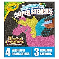 Crayola Super Stencils Magical Creatures Set (3ct), Large Sidewalk Chalk for Kids, Washable Sidewalk Chalk, Outdoor Toys, Ages 4+
