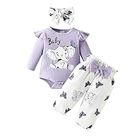 Toddler Baby Girls Valentine's Day Outfits Solid Color Long Sleeve Rompers Heart Print Pants Newborn Girl Clothes