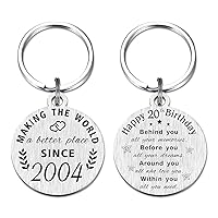 20th Birthday Gifts for Women Men, 20 Year Old Birthday Keychain, Born in 2004 Gifts, 2004 Birthday Decorations