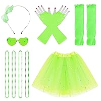 80s Costume Accessories for Girls Kid 90s Neon Tutu Outfit 80s 90s Theme Neon Party Fancy Cosplay Outfit for Girl