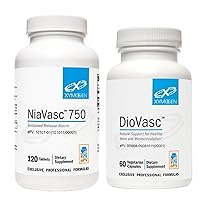 XYMOGEN NiaVasc 750 Sustained Release Niacin (120 Tablets) + DioVasc Support for Healthy Veins + Micocirculation (60 Capsules)