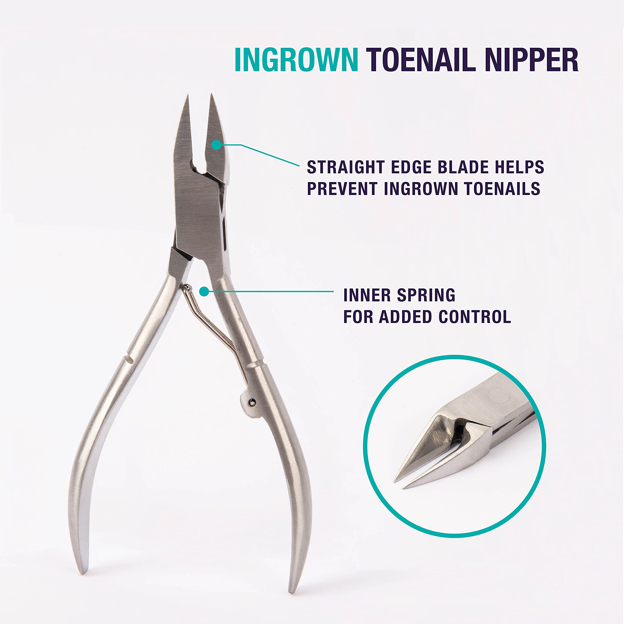 TRIM Simply Foot Ingrown Toenail Kit – Includes Stainless Steel Toenail Nipper and Stainless Steel Dual-Ended File – Easy to Use Foot Care Tools – for Men and Women – Silver – 2 Piece Set