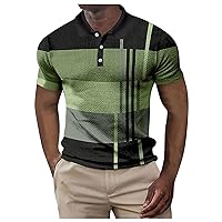 DuDubaby Retro T Shirts Gift for Him Men Golf Shirt Geometry Turndown 3D Print Outdoor Short Sleeves Button-Down Clothing