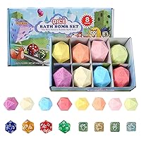 Bath Bombs for Kids with Surprise Toys Inside, 8 Pcs Colorful Kids Shower Bombs with Polyhedral Dice, Natural Bubble Polyhedral Bath Bomb, Ideal Halloween Birthday Xmas Gift Set for Boys Girls (Blue)