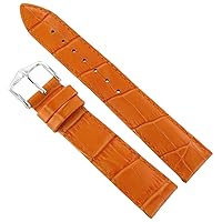 14mm Hirsch Duke Alligator Grain Orange Genuine Leather Padded Watch Band Strap