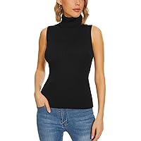 ROW 8 ROW Knit Sleeveless Turtlenecks for Women Sleeveless Sweater Tops High Stretchy Fitted Basic Sweater Vest