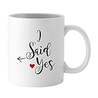I Said Yes Wedding Announcement Coffee Mug Printed Typography Ceramic Tea Cup With Box