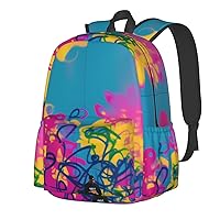 Scrawled-Upon Wall Backpack Print Shoulder Canvas Bag Travel Large Capacity Casual Daypack With Side Pockets