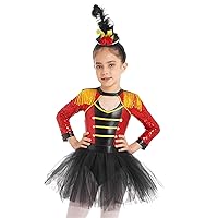 TiaoBug Kids Boys Girls Halloween Costume Red Circus Ringmaster Jacket Drum Majorette Costumes Toy Soldier Costumes