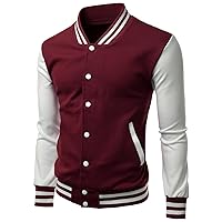 Men's Stylish Color Contrast Long Sleeves Varsity Jacket