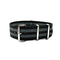 HNS Watch Straps -Choice of Color & Width (18mm,20mm, 22mm,24mm) - Ballistic Nylon Watch Straps (20mm, Grey Stripe)
