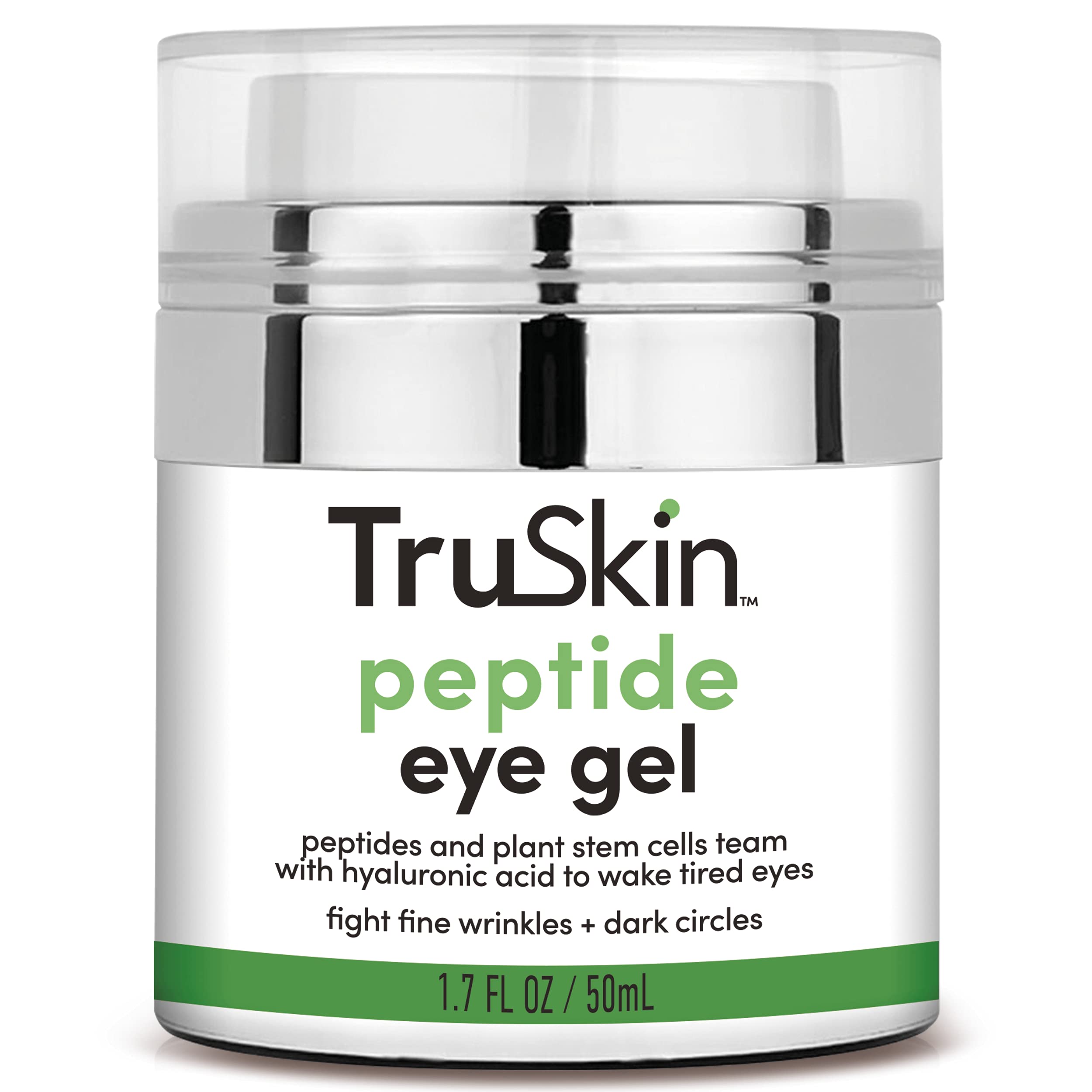 TruSkin Peptide Eye Gel – Support Collagen Production, Minimize Lines & Brighten the Eye Area – Dark Circles Under Eye Treatment for Women with Peptides, Plant Stem Cells & Hyaluronic Acid, 1.7 fl oz