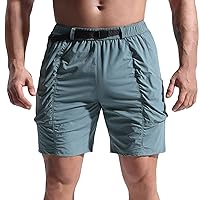 Mens Quick-Dry Running Shorts Summer Casual Elastic Waist Workout Fitness Basic Solid Color Gym Shorts with Pockets